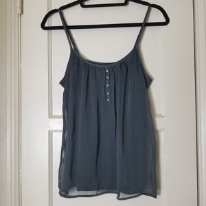 THE LIMITED army forest green chiffon overlay spaghetti straps camisole M